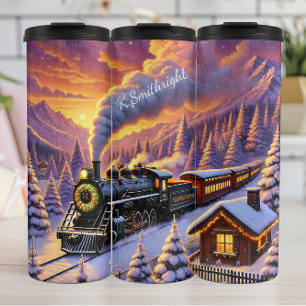 Magical Christmas Train Winter Landscape Thermal Tumbler