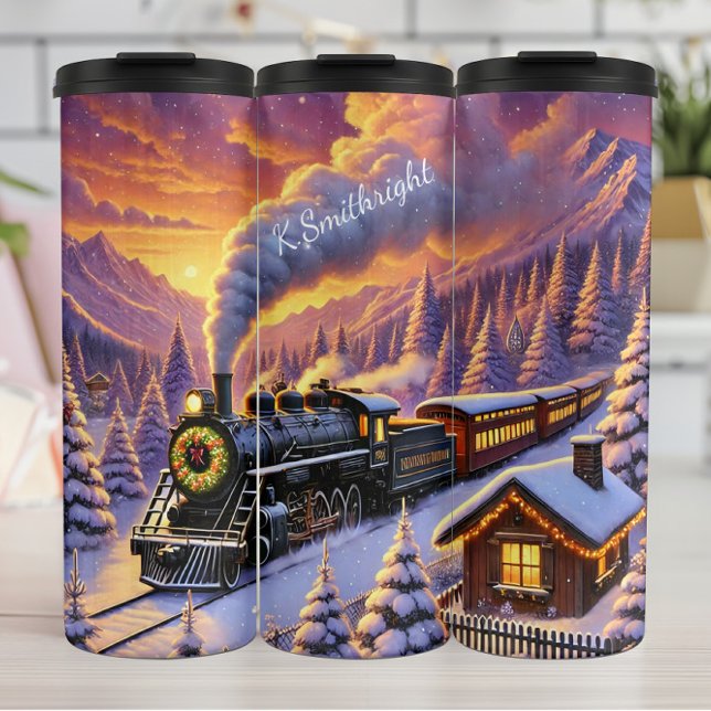 Magical Christmas Train Winter Landscape Thermal Tumbler (Creator Uploaded)