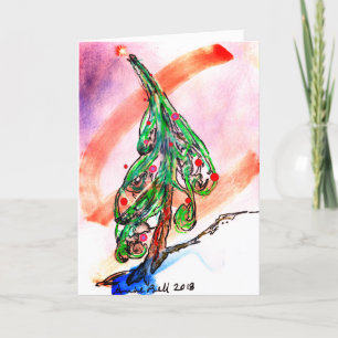Magical Christmas Tree card O Holy Night stately
