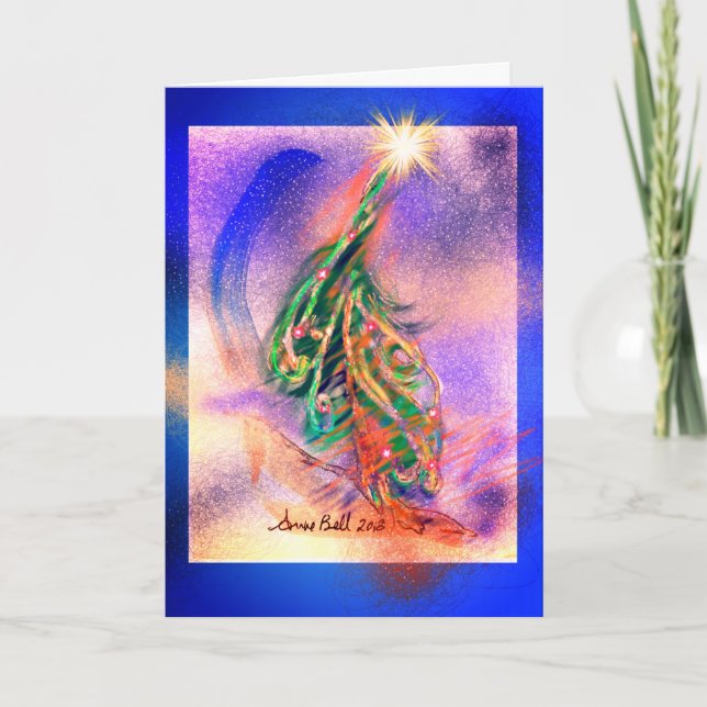 magical christmas tree holy night saviour bright holiday card (Front)