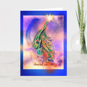magical christmas tree holy night saviour bright holiday card