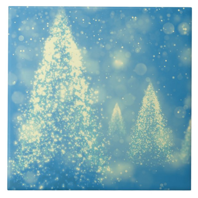 Magical Christmas Trees Ceramic Tile (Front)