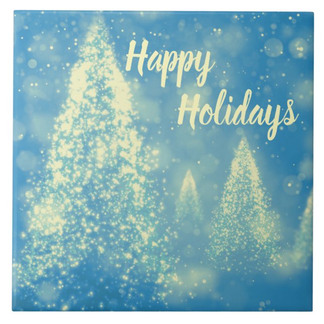 Magical Christmas Trees Happy Holidays Ceramic Tile (Front)