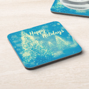 Magical Christmas Trees Happy Holidays Coaster