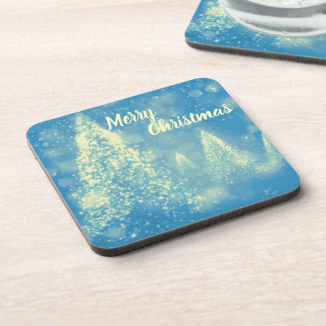 Magical Christmas Trees Merry Christmas Coaster (Left Side)
