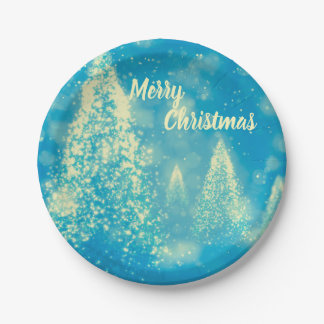 Magical Christmas Trees Merry Christmas Paper Plate
