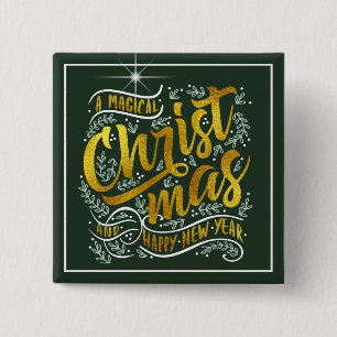 Magical Christmas Typography Gold ID441 15 Cm Square Badge
