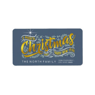 Magical Christmas Typography Horizontal Gold ID441 Label