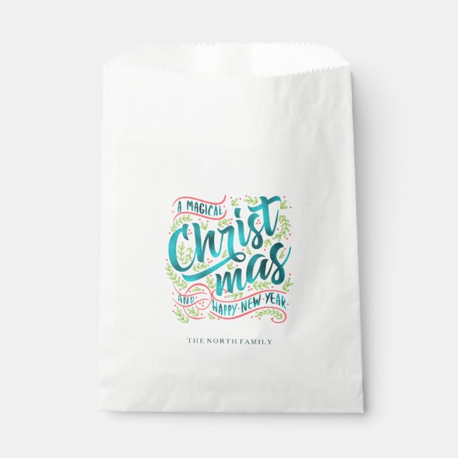 Magical Christmas Typography Teal ID441 Favour Bag (Front)