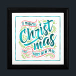 Magical Christmas Typography Teal ID441 Gift Box<br><div class="desc">Beautiful Christmas keepsake box design featuring teal foil typography of 'A Magical Christmas and Happy New Year'. Design is framed in teal and decorated with berries,  mistletoe and coral accents on an optional white background.Search ID441 to see other coordinating products and additional colour options for this design.</div>