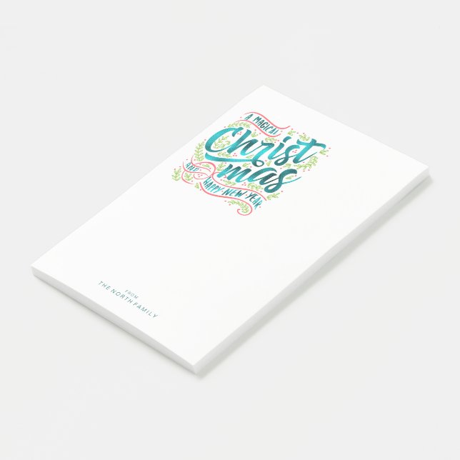 Magical Christmas Typography Teal ID441 Post-it Notes (Angled)