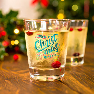 Magical Christmas Typography Teal ID441 Shot Glass