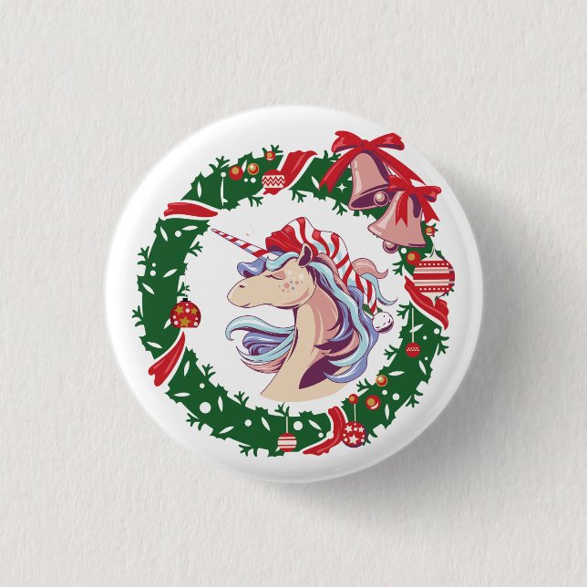 Magical Christmas Unicorn      3 Cm Round Badge (Front)
