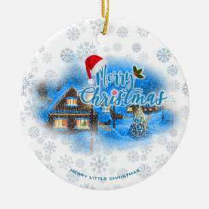 Magical Christmas Village Ceramic Ornament