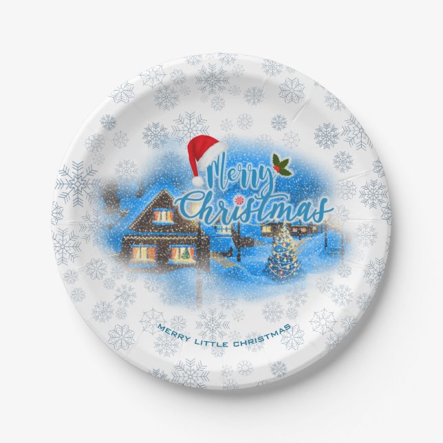 Magical Christmas Village Paper Plate (Front)