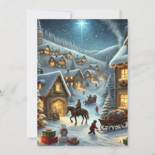 Magical Christmas Village Scene Holiday Card