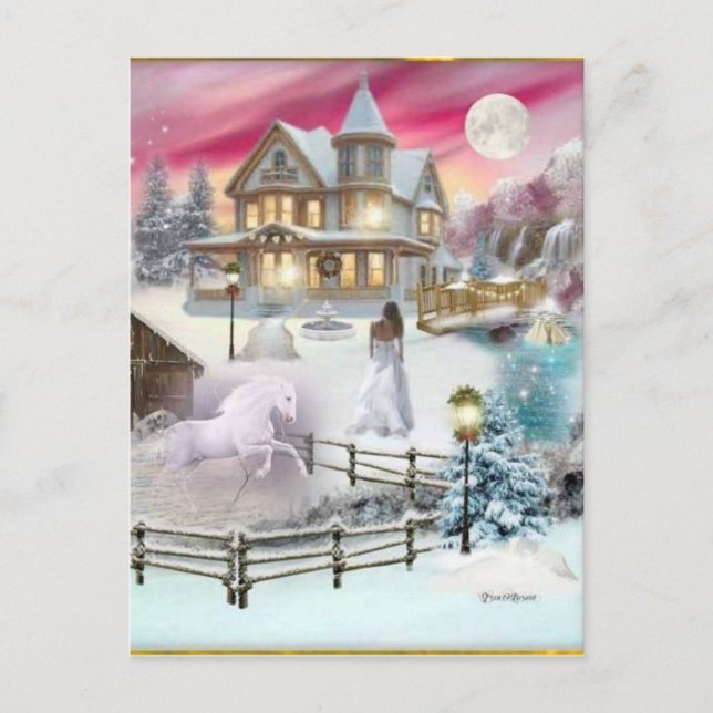 Magical Christmas Winter Wonderland Holiday Postcard (Front)