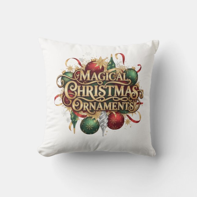 Magical Christmas Wreath & Candles Personalized  Cushion (Front)