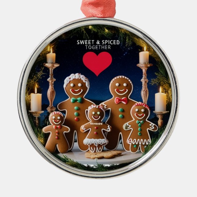 Magical Cinematic Gingerbread Family Wreath  Metal Ornament (Front)