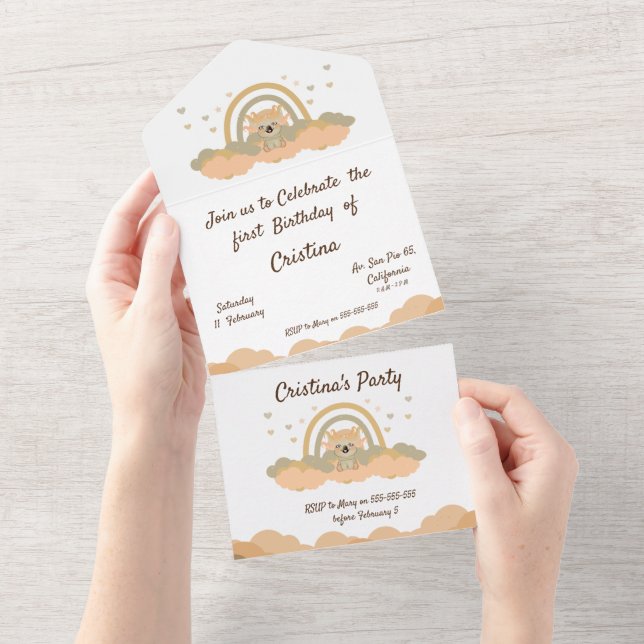 magical cloud rainbow koala bear all in one invitation (Tearaway)