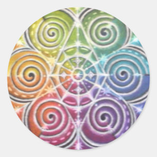 Magical Colour Wheel Mandala Classic Round Sticker