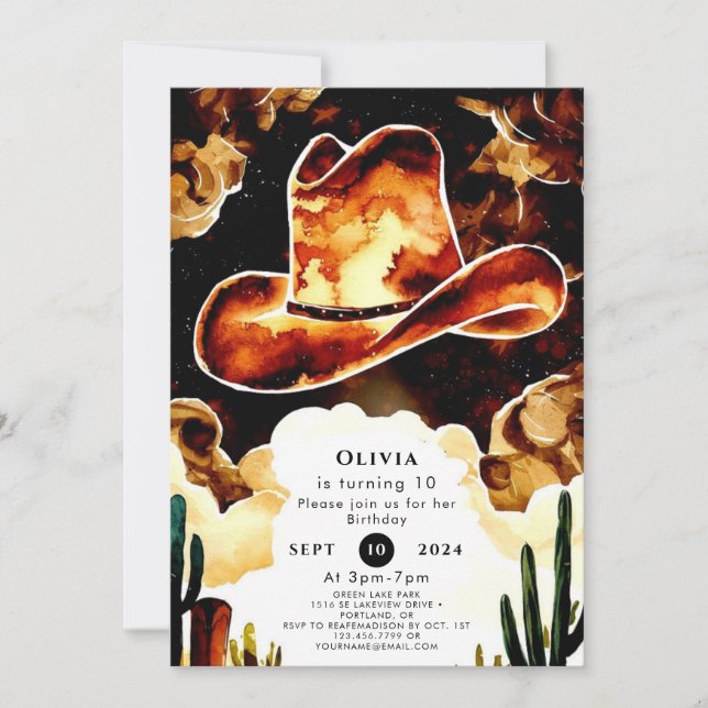 Magical Colourful Cowboy Birthday Invitation (Front)