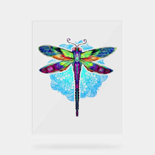 Magical Colourful Dragonfly Mandala    Acrylic Sign