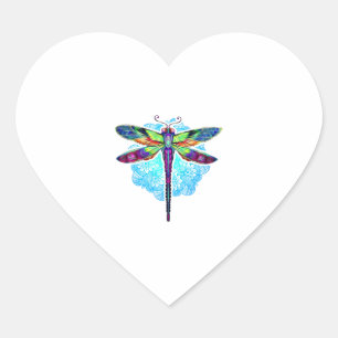 Magical Colourful Dragonfly Mandala    Heart Sticker