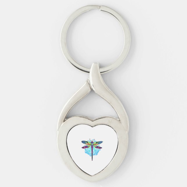 Magical Colourful Dragonfly Mandala    Key Ring (Front)