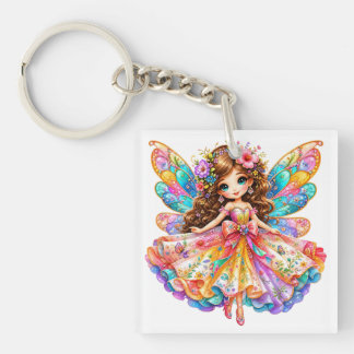 Magical Colourful Fairy Digital Clipart - Cute Fan Key Ring