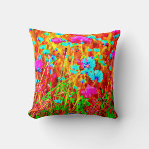 Magical Colourful Flowering Meadow Pop Art Cushion