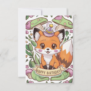 Magical Colourful Fox Birthday card
