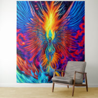 Magical Colourful Phoenix Tapestry