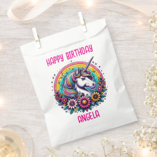 Magical Colourful Unicorn and Rainbow Personalised Favour Bag