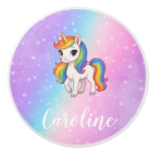 Magical colourful unicorn  ceramic knob