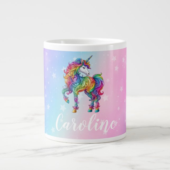 Magical colourful unicorn  large coffee mug (Front)