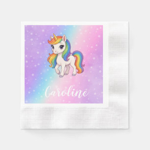 Magical colourful unicorn napkin