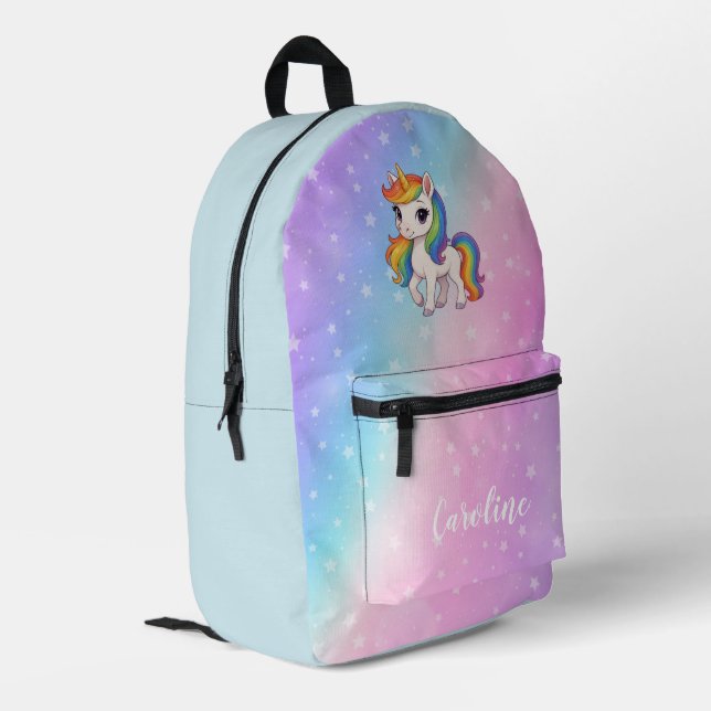 Magical colourful unicorn  printed backpack (Back Corner Left)