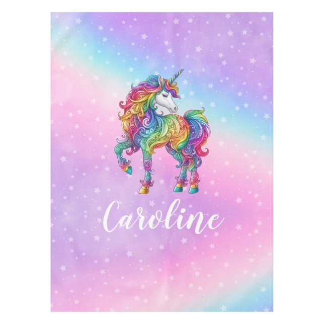 Magical colourful unicorn  tablecloth (Front)