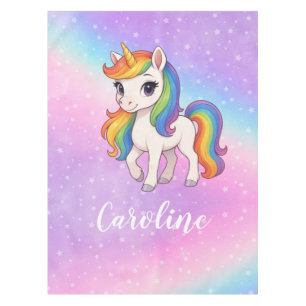 Magical colourful unicorn tablecloth