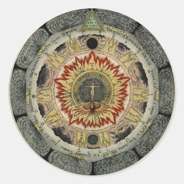 Magical Cosmic Rose Mandala Round Stickers (Front)