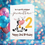 Magical Cow Birthday Celebration for Grandson Card<br><div class="desc">Magical Cow Birthday Celebration I just had to share my excitement about the most adorable event – a baby cow's 2nd birthday party! Can you believe it? A little cow celebrating another year on this beautiful farm! We’re planning a fun-filled party for the kids, complete with cute cow-themed decorations and...</div>