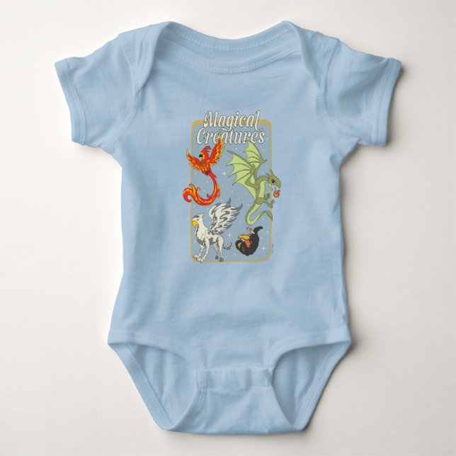 Magical Creatures Vintage Graphic Baby Bodysuit (Front)