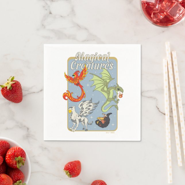 Magical Creatures Vintage Graphic Napkin (Insitu)
