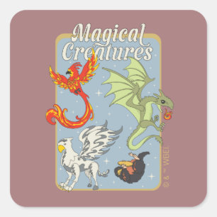 Magical Creatures Vintage Graphic Square Sticker