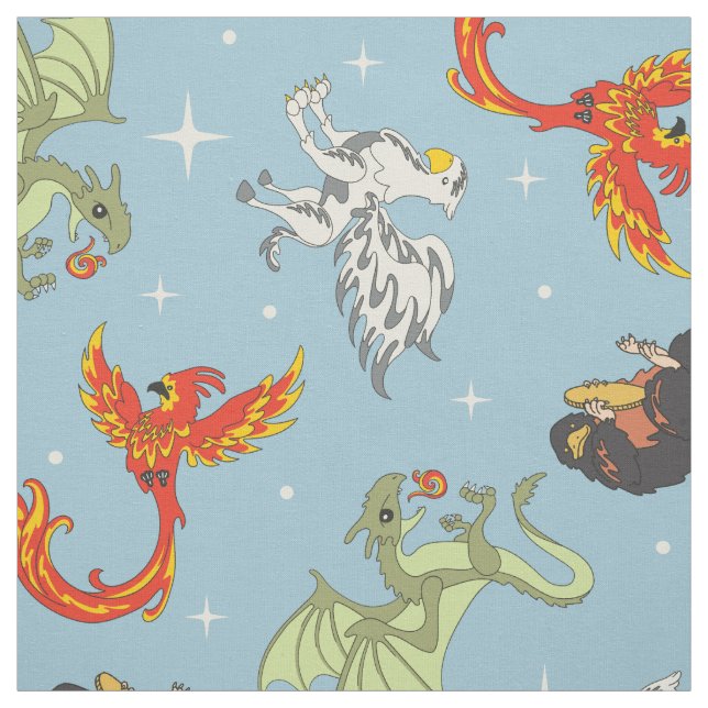 Magical Creatures Vintage Pattern Fabric (Swatch)