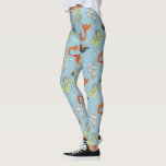Magical Creatures Vintage Pattern Leggings<br><div class="desc">Bring the wonder of magical creatures to life with this vibrant all-over pattern design. Featuring soaring phoenixes, proud hippogriffs, playful dragons, and other enchanting beasts, this lively print captures the excitement and adventure of the wizarding world. Set against a soft sky-blue background with twinkling star accents, the colorful illustrations create...</div>