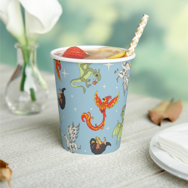 Magical Creatures Vintage Pattern Paper Cups (Insitu)