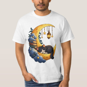 Magical Crescent Moon Cat – Celestial Night Dream T-Shirt
