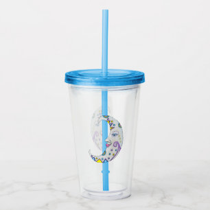 Magical Crescent Moon Colorful Markings Face Acrylic Tumbler
